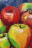 Placeholder: Abstract impasto oil painting of an apples