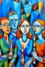 Placeholder: picasso style cubism 5 people