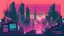 Placeholder: synth-wave city, simple,iconic:1.8), comic style