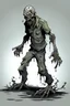 Placeholder: zombie, drooling black liquid, full body, attacking, profile ,comic book, post-apocalypse, gray background,