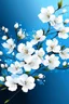 Placeholder: White cherry blossom digital art with blue background