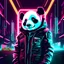 Placeholder: a portait of a panda, cyberpunk, neon lights, neon signs