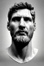 Placeholder: Ultra Realistic image, roman sculpture, white marble material, Lionel Messi, Laurel leaves wreath, miguel angel style, chisel style, emperador, waist up portrait, ultra hd, perfect texture, epic, celestial, cinematic lighting, God light, god rays, 4k resolution, smooth details, ornate details, soft lighting, unreal engine 5, low relief, marble background.