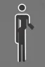 Placeholder: Logo, black ink on silver paper, pictogram of a person standing separated from a group