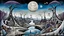 Placeholder: whimsical weird bizarre shapes on sky on eart in weird whimsical landscape between two long thin bridges, surreal vibe with abstractions, around surreal cracked painted weird land with rocks, trees, two moon, deep dark purple, gray, black, white, brown pale blue colors. style of Chagall , of Minjae Lee and Tim Burton, absurd beauty picture. weird bizarre absurd, nightmare, big neuron network clouds background and thin bridges, too big, too elongated shapes, psychedelic dreams