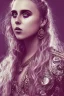 Placeholder: Danish singer MØ face, viking, high light ,purple tones,