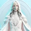 Placeholder: jesus christ, haute couture, white, intricate details, pastel colors, futuristic outfit, gorgeous, weird, serious, 4k