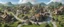 Placeholder: A busy surrealist market in a beautiful sunny countryside scene with distant hills & fields, many conjoining intricate characterful dwellings (each with a Solar Panel or small wind turbine on each roof) & a clock-house. Many pathways & walkways, stairways & staircases, bridges, waterfalls & a waterwheel : ultra high detail, photorealistic, epic cinematic, 8K, Large depth of field