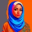 Placeholder: A diverse and unique rendering of a Muslim girl, her correct face and beautiful features highlighted in a mesmerizing display of movement and style.