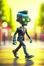 Placeholder: 60s cute punk chat robot with suit and tie and rollerskates,in skating park, its such a perfect day, motion blur, smoke, 8k, downlight, soft light, depth of field, photorealism, trending on art station, some detail