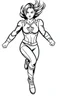 Placeholder: outline art for real Avengers Captain Marvel running Coloring page, Japanese manga style, cartoon style, cute face, white background sketch style, full body is a must, only use an outline, clean line art, no shadow, bold outline