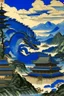 Placeholder: A dark blue dragon palace painted by Katsushika Hokusai