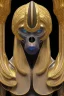 Placeholder: black male African Egyptian alien, cracks in the voodoo head, wicked, eyes, crown, Elephant, 8k, finely detailed, photo realistic, tiger turquoise skull head gold dragon space alien snow skeleton gold gorilla silver crown silver eyes