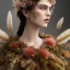 Placeholder: woolitize, frida, rusty metal, feathers, Dryad, fae, sidhe, ominous, nature, plants, wildflower, facepaint, dnd character portrait, intricate, oil on canvas, masterpiece, expert, insanely detailed, 4k resolution, retroanime style, cute big circular reflective eyes, cinematic smooth, intricate detail , soft smooth lighting, soft pastel colors, painted Renaissance style