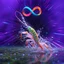 Placeholder: infinity symbol ∞ with vibrant powerful single prawn coming out of the water, striking, neon, chiaroscuro, dramatic, captivating, powerful, fantasy, beautiful, octane render, 16k post-production, artstation: award-winning: atmospheric: commanding: fantastical: clarity: ultra quality: striking: brilliance: stunning colors: amazing depth; lens: f/11, 35mm