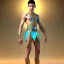 Placeholder: beautiful 12 year old arabic boy with long curly hair and light blue eyes dressed in short transparent loincloth