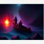 Placeholder: Charon in his boat on the river Styx, red black purple colours, 8k, high definition, fantasy art, winding river, sharp jagged rocks, high contrast colours, sharp colours