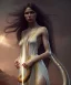 Placeholder: Holy Virgin, celestial light, beautiful, long fabric dress, beautiful long black hair to the waist, big snake resting on shoulders, holding snake, head and shoulders portrait, 8k resolution concept art portrait by Greg Rutkowski, Unreal Engine 5 volumetric lighting