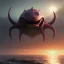 Placeholder: franz frazetta style, dread kraken on the sea, sunrise, open seas, primordial