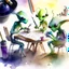 Placeholder: create a watercolour painting of some aliens bazar and aliens doing daily task work,