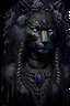 Placeholder: Beautiful lady decadent techno shamanism Mountain lion portrait, wearing decadent goth feathered shamanism headress with goth florals, adorned with goth lace chain effect ed decadent costume organic bio spinal ribbed detail of shamanism background extremely detailed hyperrealistic maximálist concept art