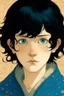 Placeholder: black hair freckles blue eyes young wizard beardsley