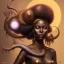 Placeholder: sango fantasy, fantasy magic, intricate, sharp focus, illustration, highly detailed, digital painting, concept art, matte, masterpiece head sexy lady body black African beauty space lady black leopard skin one head African afro sun, high key lighting, volumetric light high details psychedelic background