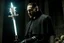 Placeholder: Still frame of Tom Hardy as Father Alexander Anderson from the live action "Hellsing" movie based on the anime of the same name. He is throwing glowing daggers