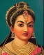 Placeholder: vintage portrait of an Indian queen with roses in her hand, detailed, sharp, oil painted, absolute colours, art