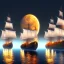 Placeholder: Fantasy city, cove, dock, night, ships, large