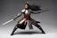 Placeholder: a female medieval warrior embodies the essence of grace and power. She adopts a stance akin to the Japanese Mahami No Nekoashi Dachi, known as Kokutso Dachi, moving with precision and fluidity. With legs bent and poised in a squatting position, she stretches out her arms in a striking display of readiness. One arm extends forward, firmly gripping her sword with determination, while the other arm reaches backward, poised for a swift and calculated strike. As she takes on this formidable stance, t