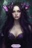 Placeholder: Purple long hair Dark Fairy princess queen crown no hand butterflies dragonflies fireflies flowers fairy wings