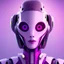 Placeholder: Cute robot face, Sci-fi character, purple backlight, pink and purple, scifi suit, profile, purple background, pink lighting