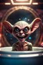 Placeholder: portrait through dirty warped lens of ultimate transcendent happy chat gremlin vampire alien frown with spotlights and huge tounge sticking head out of a bathtub portal, in front of space portal dimensional glittering device, bokeh like f/0.8, tilt-shift lens 8k, high detail, smooth render, down-light, unreal engine, prize winning