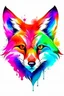 Placeholder: high quality, logo style, Watercolor, powerful colorful fox face logo facing forward,, no black ground, vector, 4k