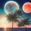 Placeholder: 1980's vaporwave aesthetic palm trees with lightning with lunar eclipse moon crescent in the ocean waves sunset