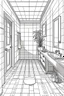 Placeholder: Outline art, simple House interior design, toilet, cartoon style, thick lines, low details, --ar 9:11