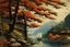 Placeholder: Japanese 1920 oil painting Nature TLOU Universe