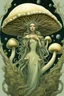 Placeholder: Beautiful portrait rococo mushroom fairy, detailed eyes, realistic features, hq, fungi, celestial, moon, galaxy, stars, by Salvador Dalí, giger, Hieronymus Bosch, victo ngai, fungi, celestial, Ryan Hewett