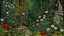 Placeholder: A dark green thicket with thorny flowers designed in Matryoshka dolls painted by Maurice Utrillo