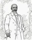 Placeholder: Outline art for coloring pages with George Washington carver, white background, sketch style, only use black outline, white background, no shadows and well and clear outline