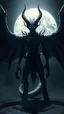 Placeholder: Prompt 2: "Create an image of a creature that embodies the fierce essence of Light and Ryuk. This being has Light's sharp features and intelligent gaze, fused with Ryuk's dark, ominous appearance and bat-like wings. It stands in a shadowy environment, exuding an aura of power and danger."