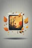Placeholder: square logo , landscape with leaf fall, flying leaves