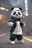 Placeholder: cartoon cute panda with white and sneakers, Cyberpunk realism style, front view, wearing a chef costume, zbrush, Arys Chien and light black, lit children, 32k uhd, street fashion, round,8k,HD