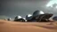 Placeholder: Exterior view from a futuristic group of buildings, stones, grass, metallic, storm clouds, rain, tornado, sea, futuristic, dramatic cinematic shot, 4k, sand dunes, octane render, alien, fractals,