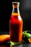 Placeholder: A cooled down orange and chili flavored drink in a glass bottle.
