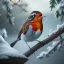 Placeholder: Robin bird with a coat, winter, hyper-detailed, beautifully color-coded, insane details, intricate details, beautifully color graded, Cinematic, Color Grading, Editorial Photography, Depth of Field