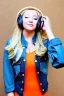 Placeholder: blonde taking selfie.thick thighs,thick calves,flat belly,curvy fell. NOVEL kind of bolero, which is sewed of recycled sliced Denim, which condescends with integrated bag[SIC]. It is sewed together of camouflage pieces, whose color are all denim colors, orange, cream, brown and purple. Big colored headphones (gold rings!) is merged with small felt cap with small visor. It is with big bright purple felt tippet and birght-colored-hood is merged with colorful beanie. Style: 1980's Finland