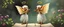 Placeholder: two totally symmetric fluffy angel gremlin slug ant shaman nice cheerleader singing on bridge pointing down in garden , full body portrait T-pose strong aura, oil painting and air brush