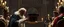 Placeholder: merlin the magician saws the queens hat before the court